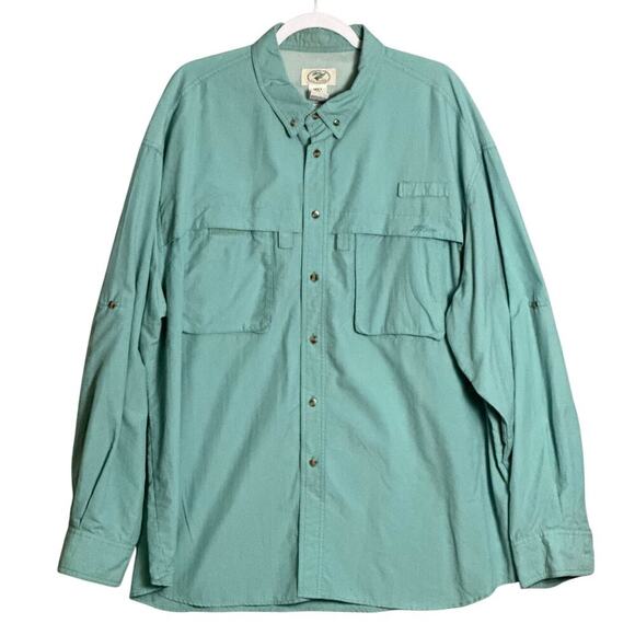 LL Bean Sz XXL Fly Fishing Long Sleeve Button Down Shirt Vented Outdoor Roll Tab - Picture 1 of 10